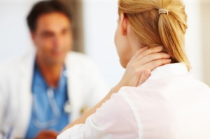 Woman speaking with doctor